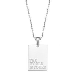 The World Is Yours Pendant‎ Necklace 18K White Gold Plated Stainless Steel